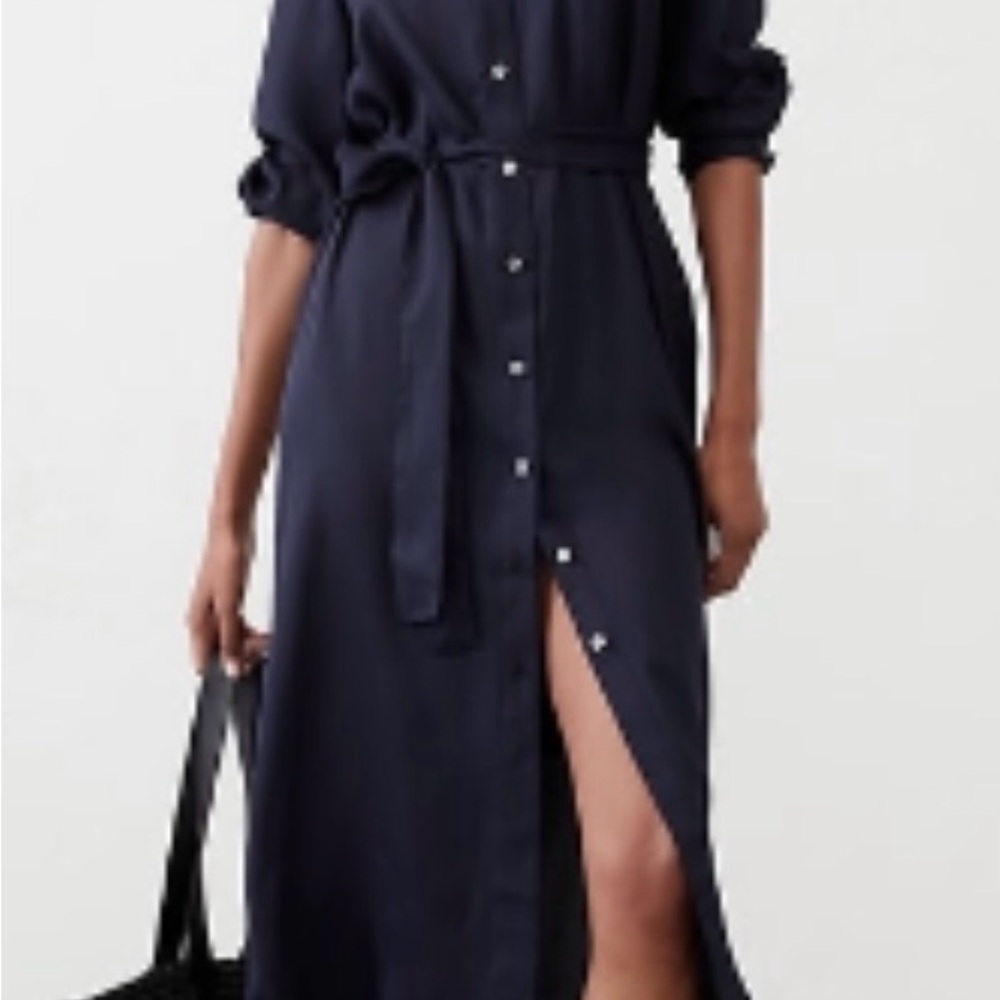 Elegant Navy Blue Shirt Dress